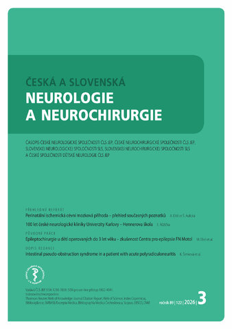 ČESKÁ A SLOVENSKÁ NEUROLOGIE A NEUROCHIRURGIE
