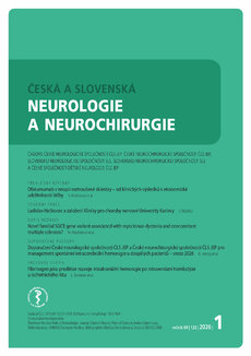 ČESKÁ A SLOVENSKÁ NEUROLOGIE A NEUROCHIRURGIE